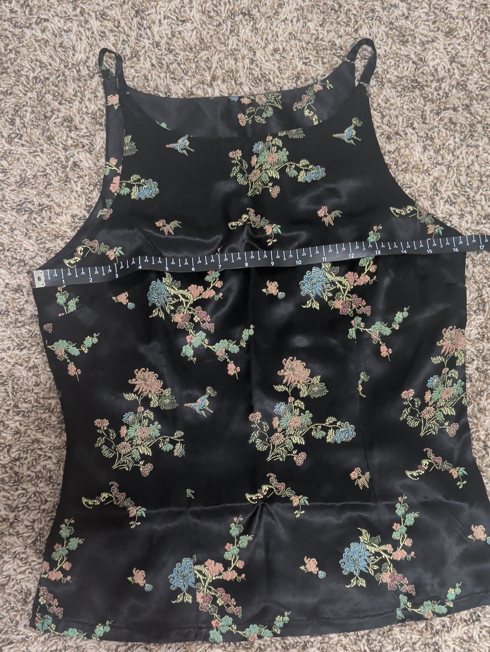 Timing Finesse vintage black floral two piece sleeveless top and mini skirt set - Picture 6 of 16